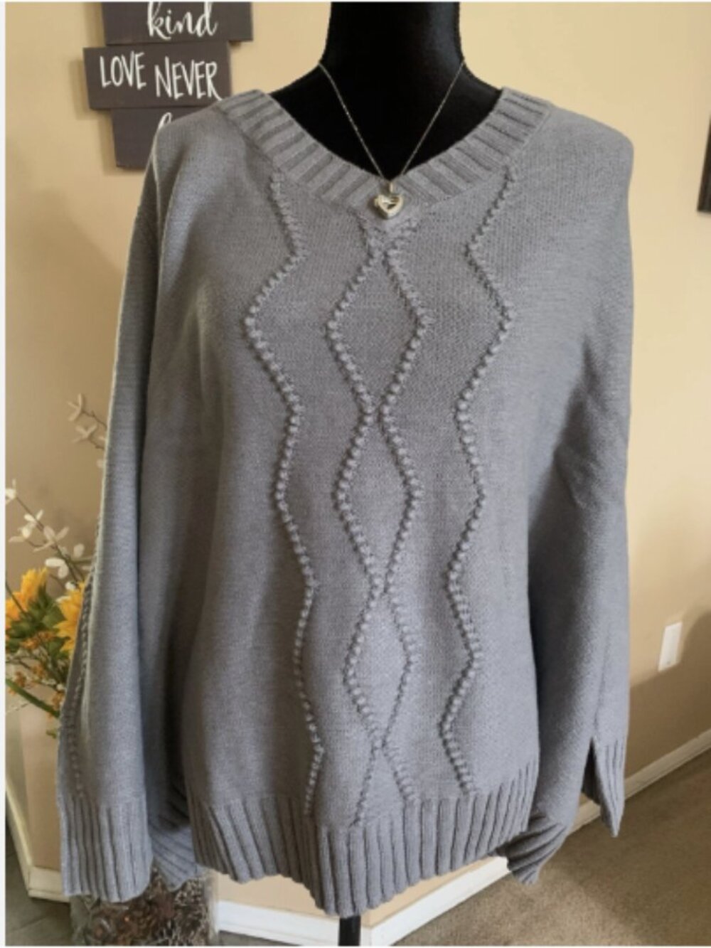 J Jason Wu Texture Stitch Sweater-Med Hthr Grey-5X A460915 NEW